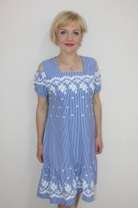 Платье женское "П991" кулирка (цвет синий)
