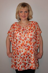 Туника женская "Т2008" полиэстер (маки, цвет оранжевый)
