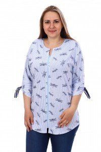 Рубашка женская "Стрекозы" Р-353 кулирка (цвет голубой)
