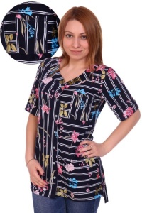 Блузка женская "БЖ-66" кулирка (цвет черный, малиновый)