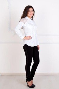 Рубашка женская "Янь" сорочечная ткань (цвет белый)