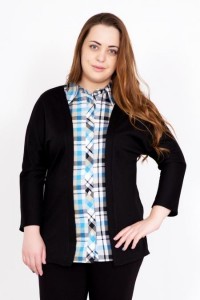 Рубашка женская "Эстель" трикотажное полотно (клетка серая, цвет черный)