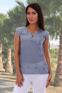 Блузка женская "13601" батист (цвет серый)