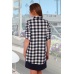 Рубашка женская "5300" кулирка (клетка, цвет черный, белый)