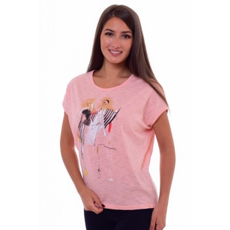 Блуза женская "6-143б" фактурный трикотаж (цвет персиковый)