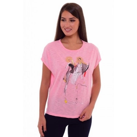 Блуза женская "6-143д" фактурный трикотаж (цвет розовый)