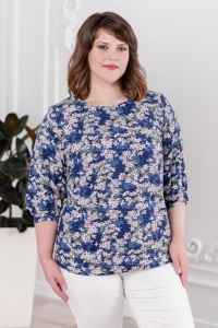 Блуза женская "0942-54" штапель (цвет индиго)