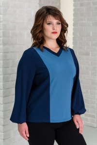 Блуза женская "0095" креп (цвет синий)