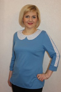 Блузка женская "Б799.6" пунто милано (цвет голубой)