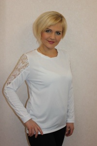 Блузка женская "Б1124" трикотажное полотно (цвет белый)