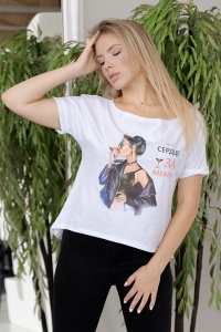 Футболка женская "Ф 251" кулирка (За Мерло, цвет белый)