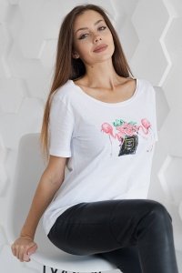 Футболка женская "Ф 250" кулирка (фламинго, цвет белый)