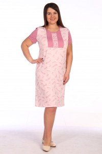 Сорочка женская с рукавом "С-334" кулирка (цвет розовый)