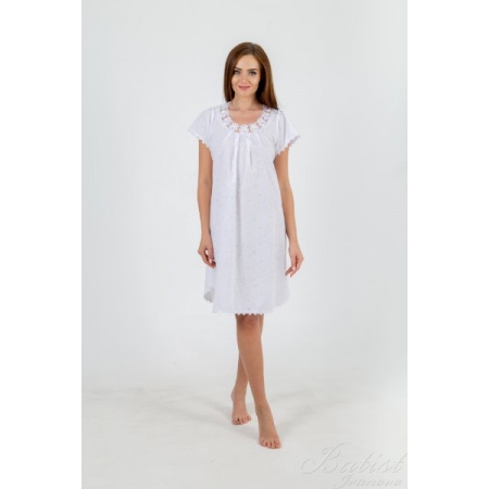 Сорочка женская "Даша" батист, гипюр (цвет белый)