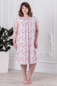 Сорочка женская "0084-41" кулирка (цветы, цвет розовый)