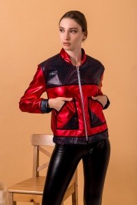 Куртка женская "Ф 1002" искусственная кожа (цвет красный)