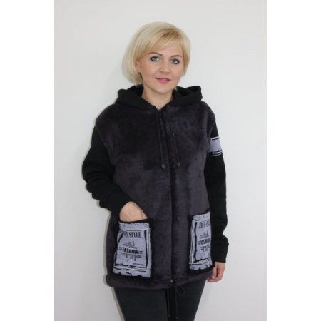 Куртка женская "К1177.1" велсофт, футер (цвет черный)