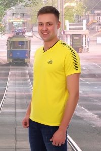 Футболка мужская "Гроза" кулирка с эластаном (цвет желтый)