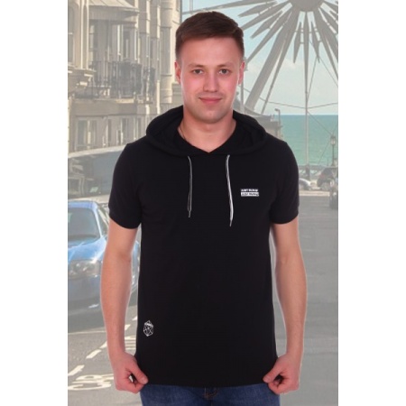 Футболка мужская "16002" кулирка с эластаном (цвет черный)