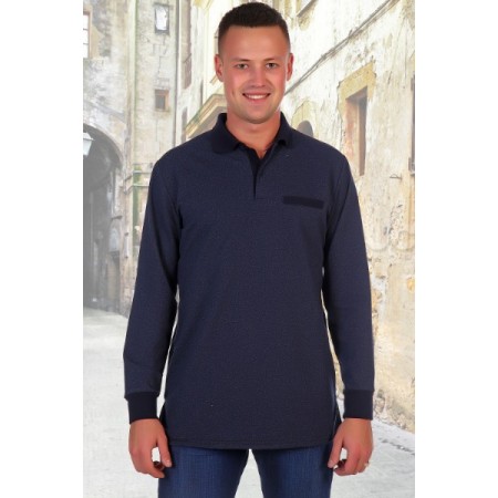Рубашка мужская "Тирион" футер двухнитка с лайкрой (цвет темно-синий)