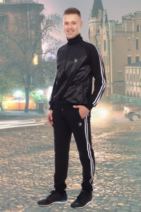 Костюм мужской "4914" футер двухнитка с лайкрой пенье (цвет черный)