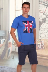 Костюм мужской "Британец" шорты, кулирка (цвет голубой)