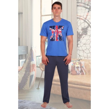 Костюм мужской "Британец" брюки, кулирка (цвет голубой)