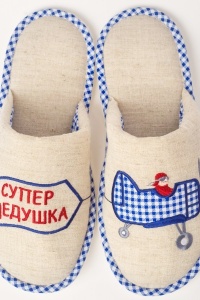 Тапки мужские "ТЛ-372" лен ("супер дедушка", цвет бежевый)