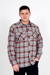Рубашка мужская "фуле Д/Р" фуле (клетка, цвет коричневый)