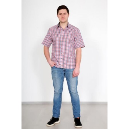Рубашка мужская "Жора" шотландка премиум (клетка, цвет красный)