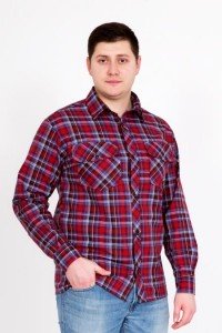 Рубашка мужская "шотландка Д/Р" шотландка (клетка, цвет красный)