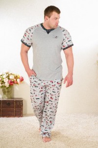 Пижама мужская "Такса М" хлопок (цвет серый)