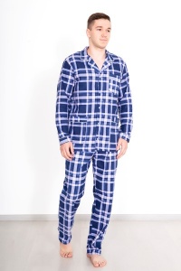 Пижама мужская "Фланель Г" фланель (клетка, цвет голубой)