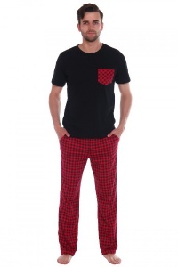 Пижама мужская "П711" кулирка (цвет черный, красный)