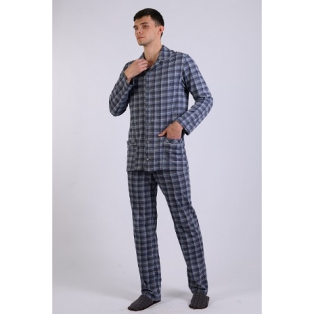 Пижама мужская "1280" кулирка (клетка, цвет серый)