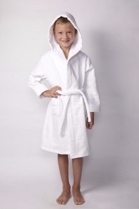 Халат для мальчика "Непоседы" велюровый с изнанкой махра (цвет белый)