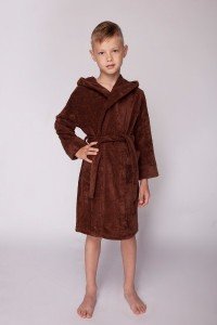 Халат для мальчика "Непоседы" велюровый с изнанкой махра (цвет шоколадный)