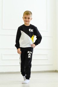 Костюм детский "К-434 Пэчворк" футер с начесом (цвет черный)
