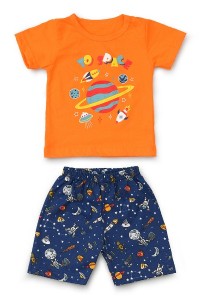 Костюм детский "Вселенная" 20315 кулирка (цвет оранжевый, синий)