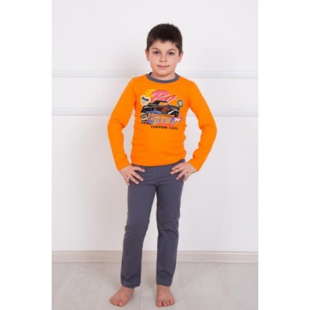 Костюм для мальчика "Макар" кулир пенье (цвет оранжевый, серый)