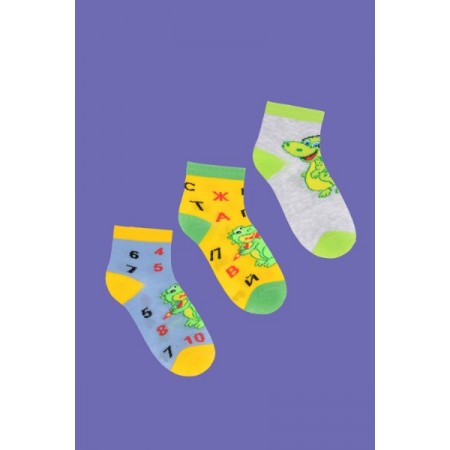 Носки детские "Алфавит" хлопок (цвет в ассортименте, 3 пары)
