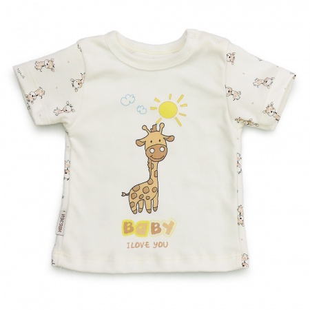 Футболка детская "Giraffe" 20119 интерлок пенье (цвет кремовый, коричневый)