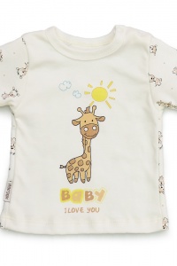 Футболка детская "Giraffe" 20119 интерлок пенье (цвет кремовый, коричневый)
