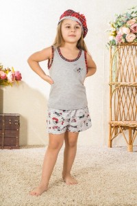 Пижама детская "Такса Д" кулирка (цвет серый, красный)