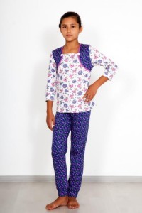 Пижама для девочки "Мышка Д" интерлок (принт, цвет белый, фиолетовый)