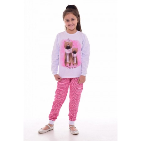 Пижама подростковая "12-075" футер с начесом (цвет розовый)