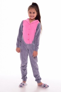 Пижама детская кигуруми "7-241а" велюр (цвет розовый)