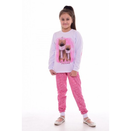Пижама детская "7-255" футер с начесом (цвет розовый)