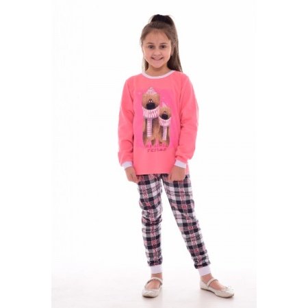 Пижама подростковая "12-076" футер с начесом (цвет розовый)