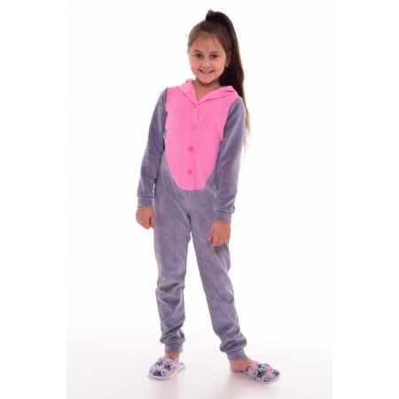 Пижама детская кигуруми "7-241а" велюр (цвет розовый)